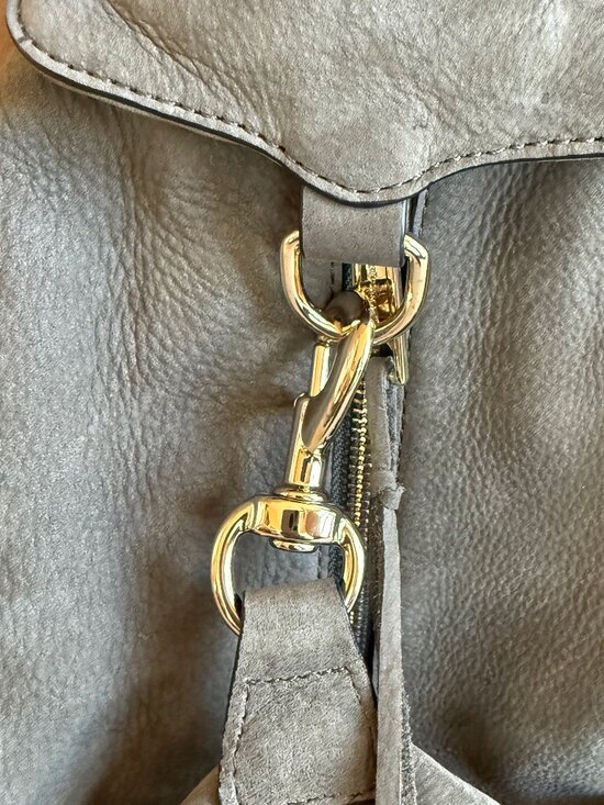 Rebecca Minkoff Suede Julian Backpack in Olive Green
